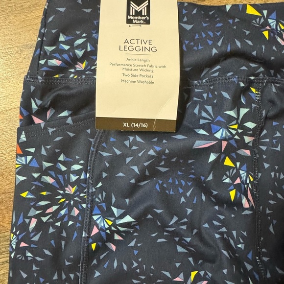 Member Marks Girls Active Leggings Colorful Geometric Print Leggings Size XL,NWT - Picture 2 of 9